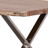 70 Inch Modern Dining Table Wood Tabletop Crossed Legs Brown Chrome By Casagear Home BM286414