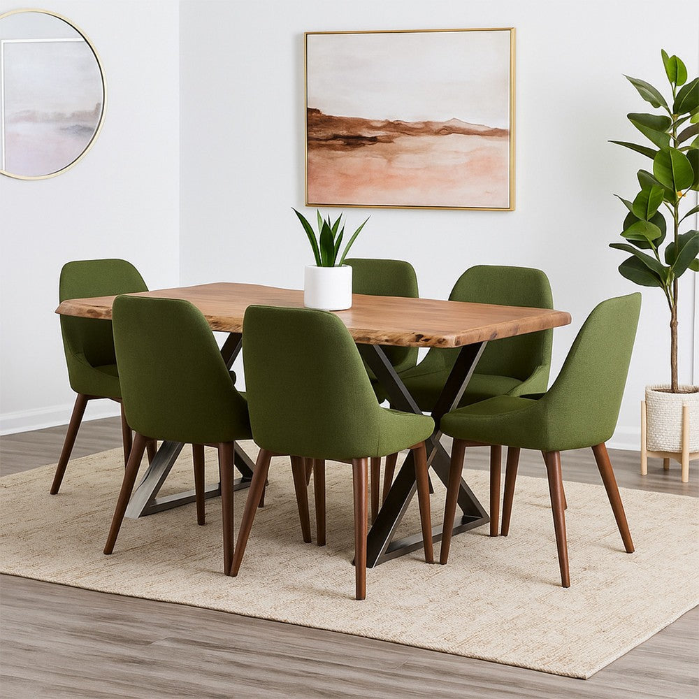 Dining Table | 70" | Wood Top | Crossed Legs | Brown Chrome