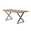 Dining Table | 70" | Wood Top | Crossed Legs | Brown Chrome