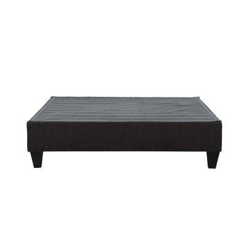 Cleo King Size Bed Frame Solid Wood Soft Dark Gray Linen Upholstery