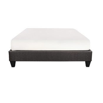 Tamy 13 Inch Queen Size Platform Bed Frame Wood Base Dark Gray Linen