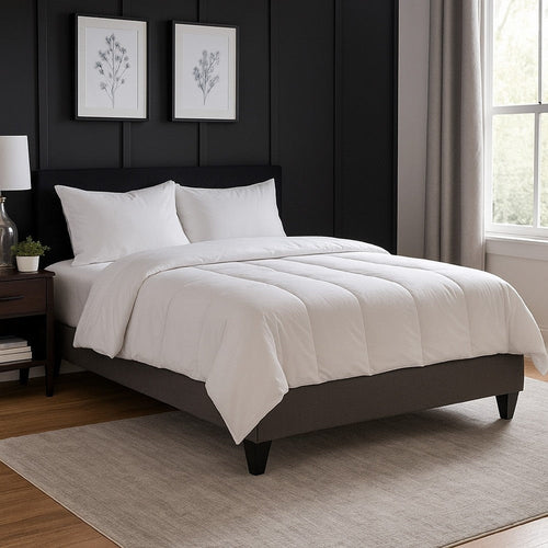 Tamy 13 Inch Queen Size Platform Bed Frame, Wood Base, Dark Gray Linen