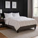 Tamy 13 Inch Queen Size Platform Bed Frame, Wood Base, Dark Gray Linen