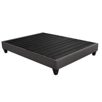 Tamy 13 Inch Queen Size Platform Bed Frame, Wood Base, Dark Gray Linen