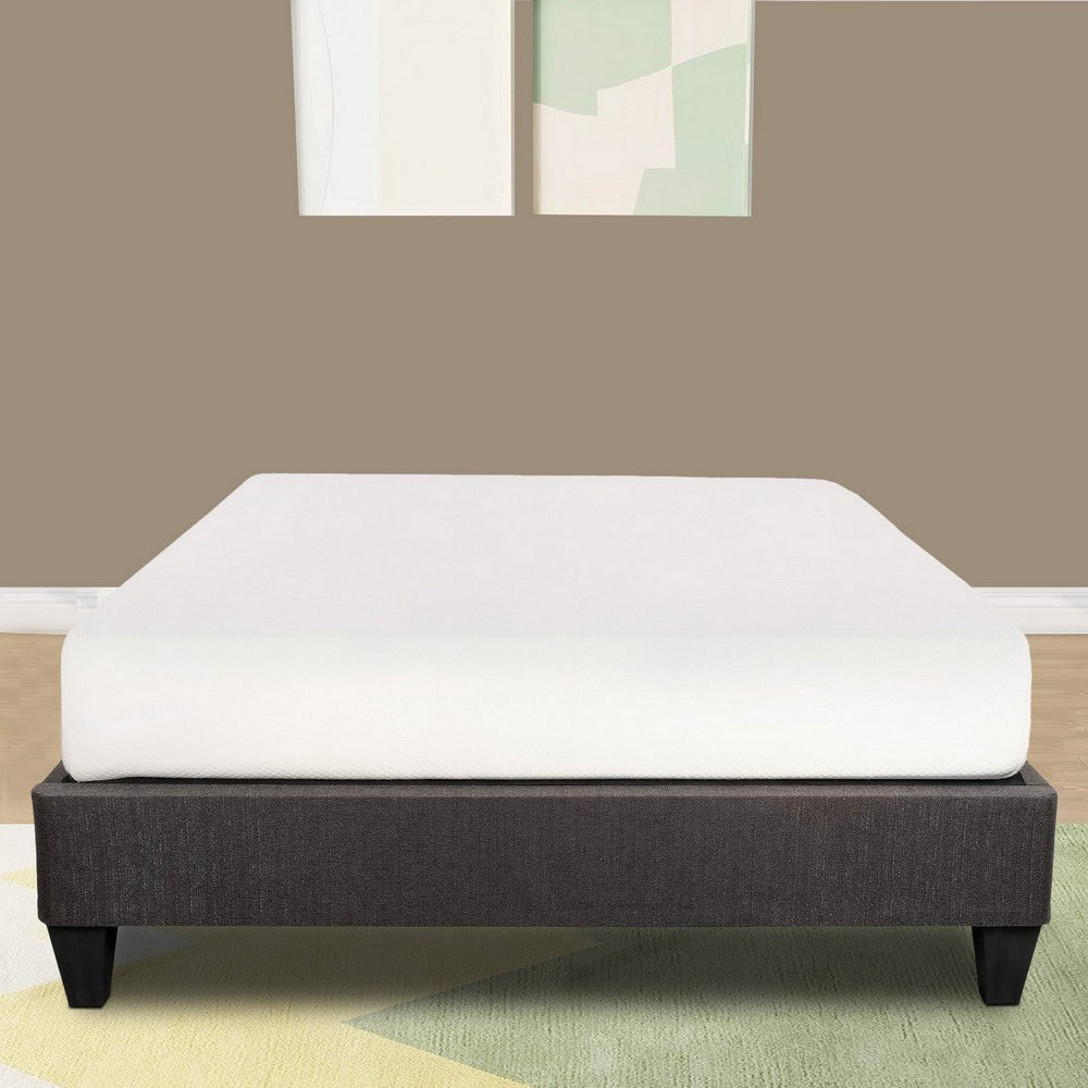 Tamy Bed Frame | 13" | Twin | Wood Base | Dark Gray Linen