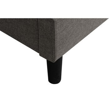 Rin Full Size Platform Bed Charcoal Gray Linen Upholstery Panel Headboard BM286483