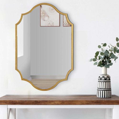 Wall Mirror | 27 x 41 | Modern Beveled | Gold Leaf Metal Frame