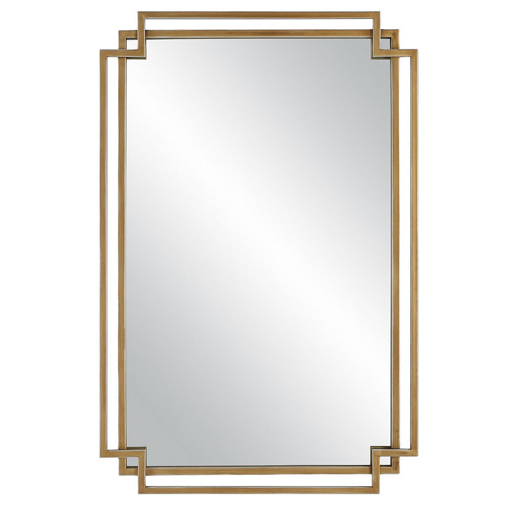 Wall Mirror | 22 x 34 | Rectangular | Overlapping Frames | Brushed Gold