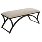 47 Inch Modern Accent Bench with Arched Frame, Cushioned Top, Beige, Black By Casagear Home