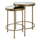 15 18 Inch Set of 2 Nesting Accent Tables with Mirrored Tops Modern Gold By Casagear Home BM286552