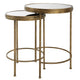 Nesting Tables | 15", 18" | Set of 2 | Mirrored Tops | Modern Gold