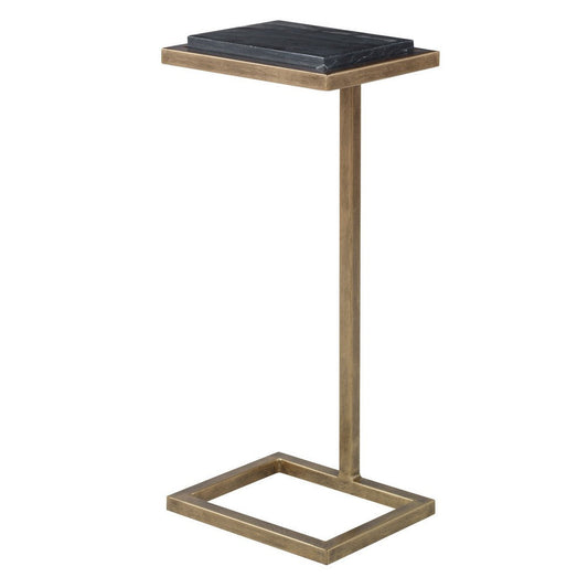 Ario Side Table | 23" | Marble Top | Honed Gold Metal Frame