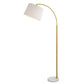 65 Inch Arc Floor Lamp with Adjustable Shade Marble Base Gold White By Casagear Home BM286557