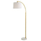 65 Inch Arc Floor Lamp with Adjustable Shade, Marble Base, Gold, White By Casagear Home