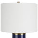 26 Inch Modern Table Lamp Hardback Linen Shade Ceramic Body Blue Gold By Casagear Home BM286558