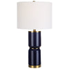 Table Lamp | 26" | Ceramic Body | Linen Shade | Blue Gold