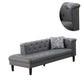 Ella 77 Inch Chaise with Pillow Deep Button Tufted Gray Vegan Leather By Casagear Home BM286579