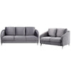 Hida 2 Piece Sofa and Loveseat Set, Diamond Stitching, Smooth Gray Velvet