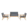 Gala Set | 3 Piece | Loveseat & Chairs | Gray Fabric | Brown Frame