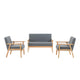 Gala Set | 3 Piece | Loveseat & Chairs | Gray Fabric | Brown Frame