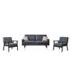 Gala Set | 3 Piece | Sofa & Chairs | Gray Fabric | Pillows | Black Frame