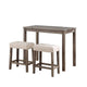 Cora Table Set | 3 Piece | Counter Height | Tufted Stools | Brown Beige