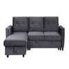 83 Inch Reversible Sleeper Sectional Sofa with Storage Chaise Gray Velvet BM286652