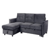 83 Inch Reversible Sleeper Sectional Sofa with Storage Chaise, Gray Velvet