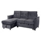 83 Inch Reversible Sleeper Sectional Sofa with Storage Chaise, Gray Velvet