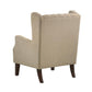 Keva 31 Inch Accent Chair, Deep Button Tufted Wingback, Soft Beige Fabric By Casagear Home