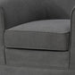 Lex 28 Inch Swivel Accent Chair, Dark Gray Fabric, Curved Back, Skirted By Casagear Home