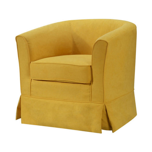 Lex Swivel Chair | 28" | Curved Back | Yellow Fabric | Skirted
