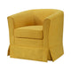 Lex Swivel Chair | 28" | Curved Back | Yellow Fabric | Skirted