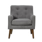 Kina 28 Inch Accent Chair, Gray Fabric, Button Tufted, Angled Wood Legs By Casagear Home