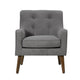 Kina 28 Inch Accent Chair Gray Fabric Button Tufted Angled Wood Legs By Casagear Home BM286665