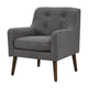 Kina Accent Chair | 28" | Gray Fabric | Button Tufted | Wood Legs