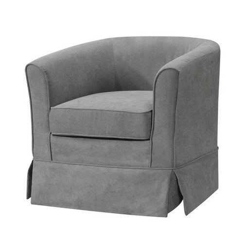 Lex Swivel Chair | 28" | Light Gray Fabric | Curved Back | Skirted