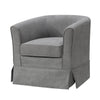 Lex Swivel Chair | 28" | Light Gray Fabric | Curved Back | Skirted