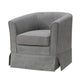 Lex Swivel Chair | 28" | Light Gray Fabric | Curved Back | Skirted