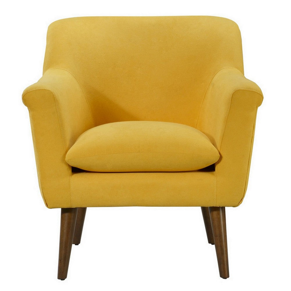 Gigi 32 Inch Accent Chair Yellow Fabric Pillow Top Seat Angled Wood Legs By Casagear Home BM286671