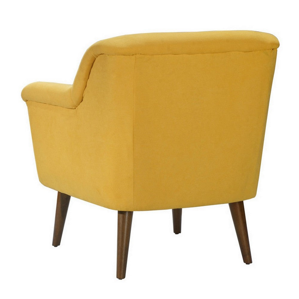 Gigi 32 Inch Accent Chair Yellow Fabric Pillow Top Seat Angled Wood Legs By Casagear Home BM286671