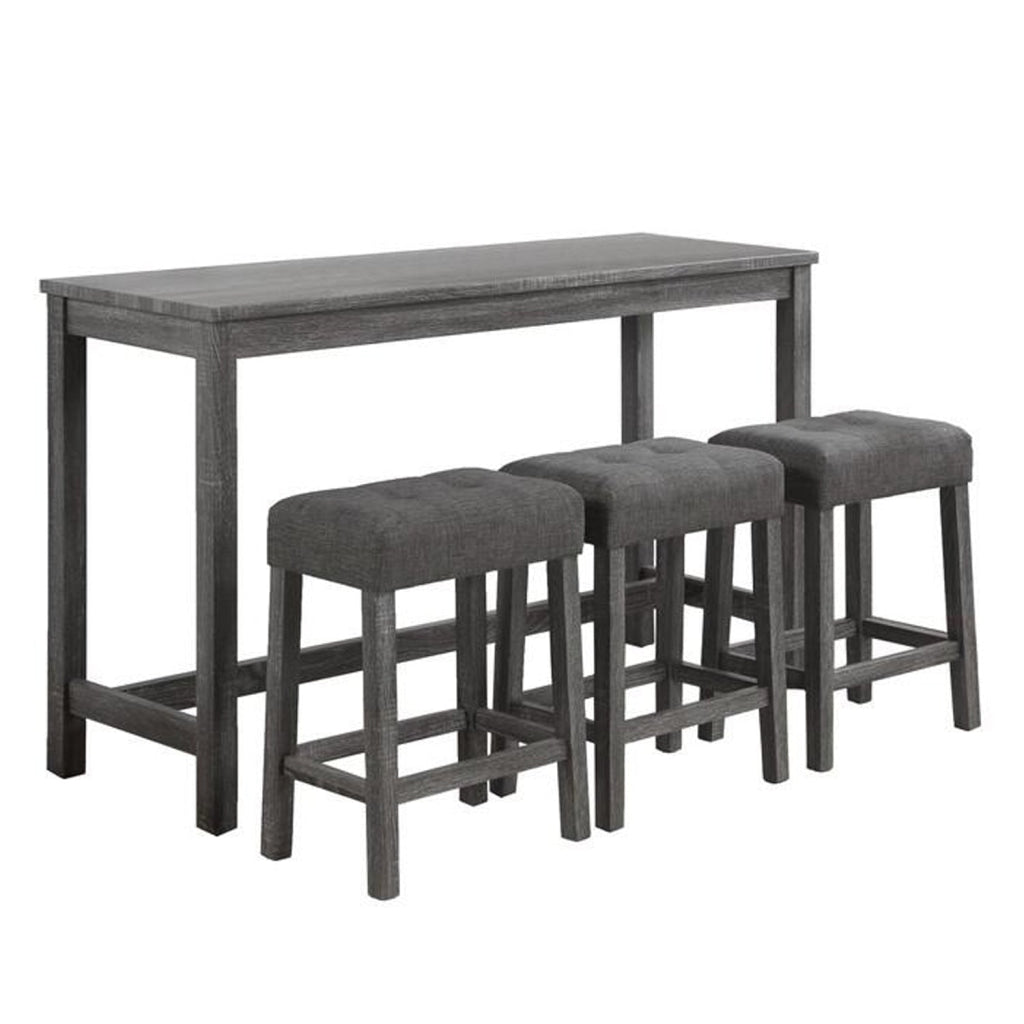 Elva 4 Piece Counter Height Table Set, Deep Tufted Stools, Smooth Gray By Casagear Home