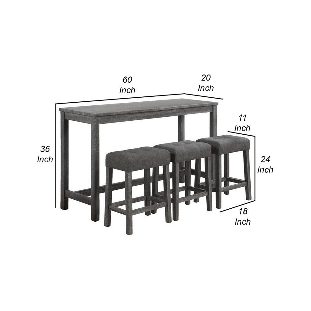 Elva 4 Piece Counter Height Table Set Deep Tufted Stools Smooth Gray By Casagear Home BM286677