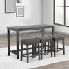 Elva Table Set | 4 Piece | Counter Height | Tufted Stools | Gray
