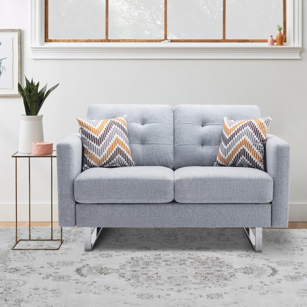 Caden Loveseat | 54" | Side Pocket | 2 Pillows | Light Gray