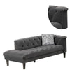 Aki 77 Inch Chaise Lounger with Pillow Deep Button Tufted Gray Velvet By Casagear Home BM286683