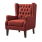 Keva 31 Inch Accent Chair, Deep Button Tufted Wingback, Soft Red Fabric By Casagear Home