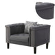 Aki 44 Inch Accent Chair with Pillow Deep Button Tufted Gray Velvet By Casagear Home BM286690