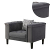 Aki 44 Inch Accent Chair with Pillow Deep Button Tufted Gray Velvet By Casagear Home BM286690