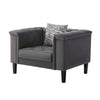Aki Accent Chair | 44" | With Pillow | Tufted | Gray Velvet